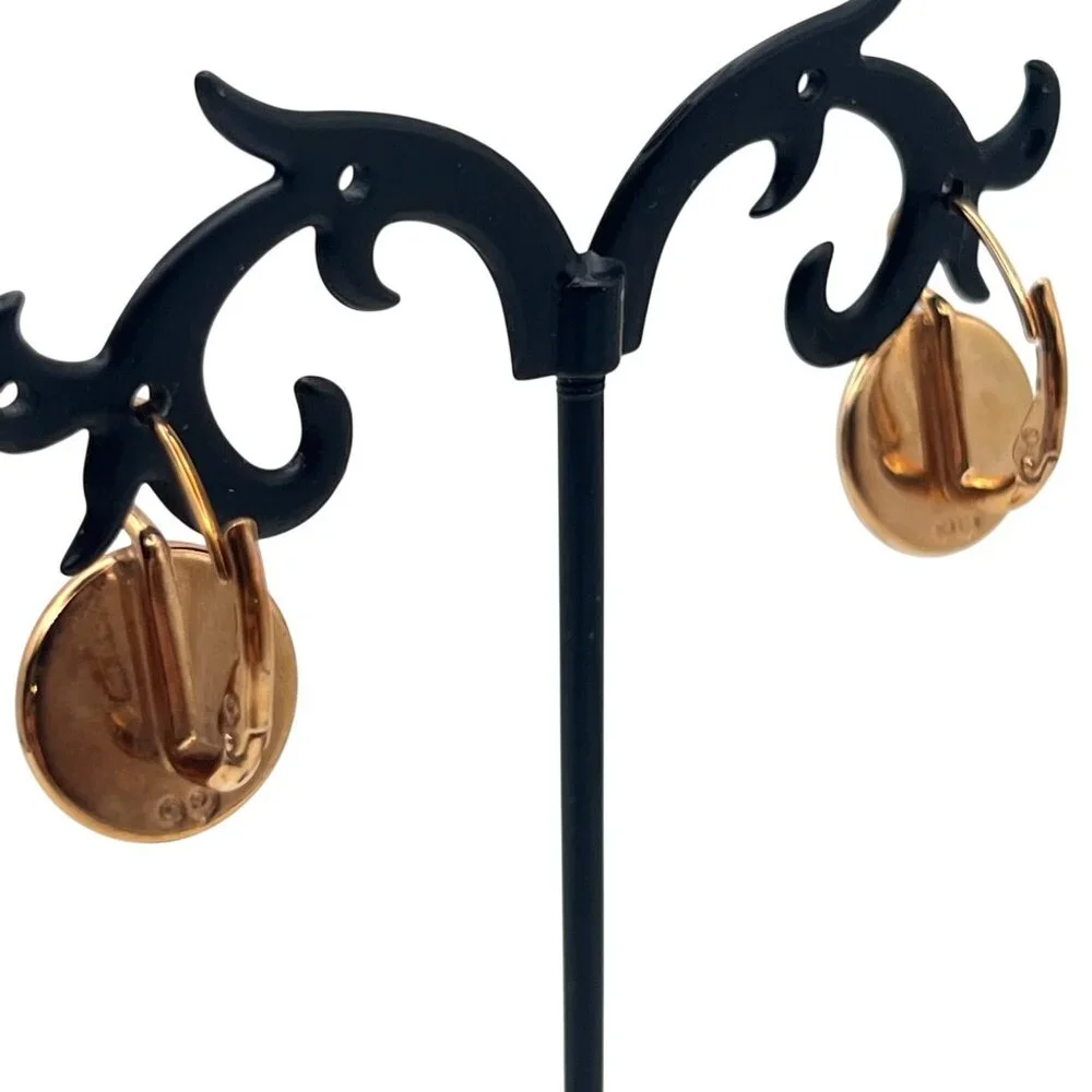 Swarovski Rose Gold-Tone Crystal Pave Leverback Earrings Half Dome 1" Glam Bling - Picture 6 of 9